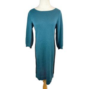 Ann Taylor Teal and Black Long Sleeve Sweater Dress